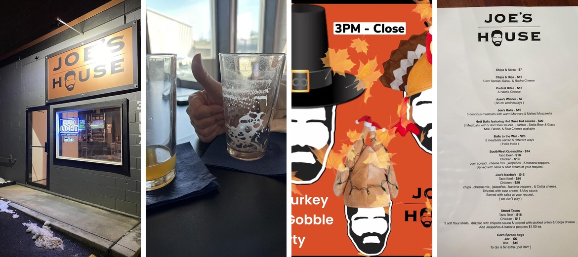 Joe's House Menu