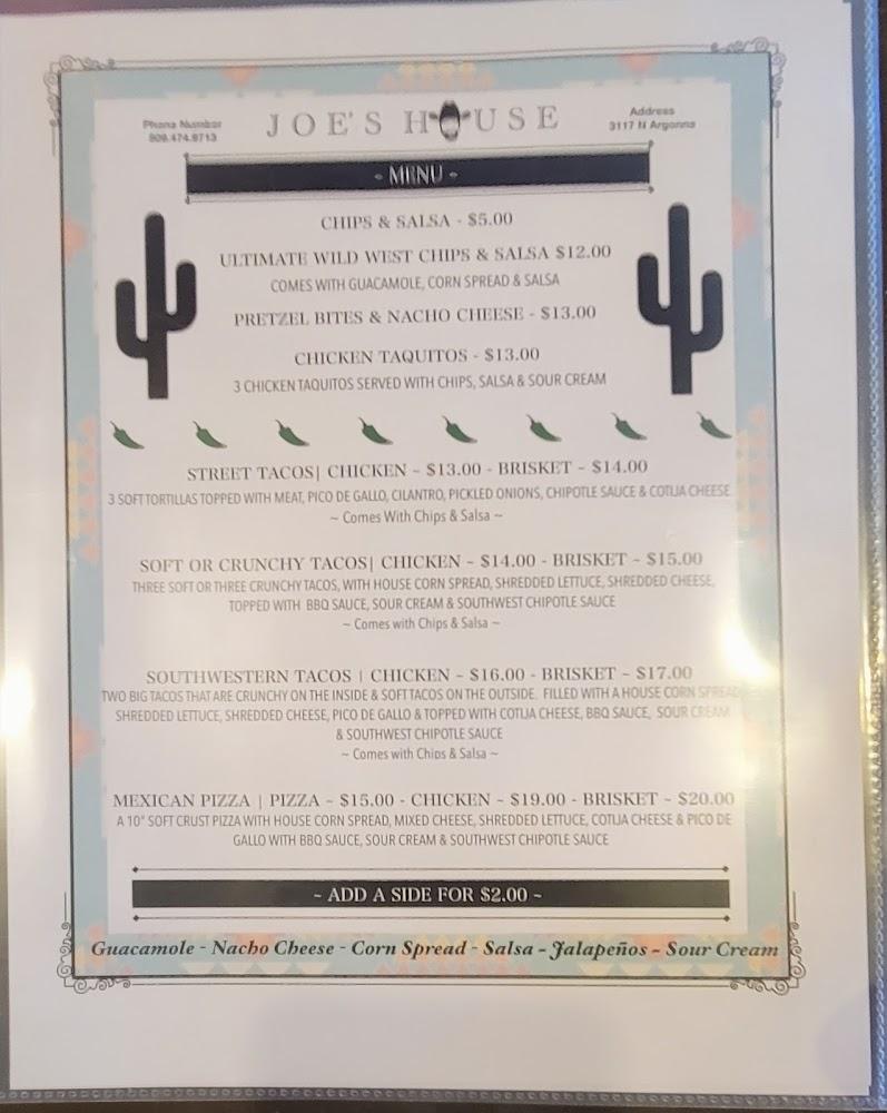 Joe's House Menu image 2